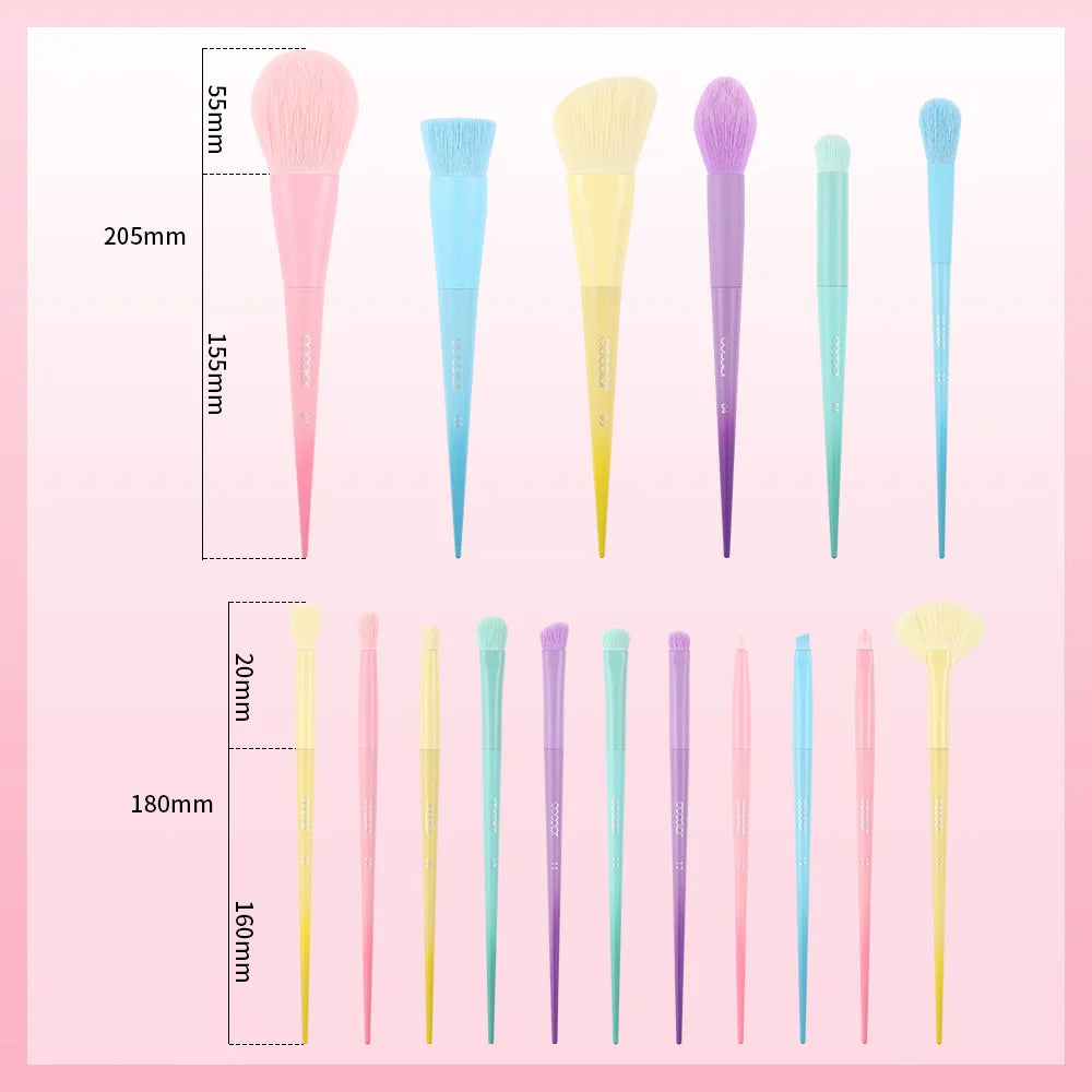 17Pcs Multicolor Makeup Brush Set